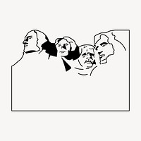 Mount Rushmore frame clipart, vintage hand drawn vector. Free public domain CC0 image.