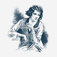 Classic lady smoking vintage illustration. Free public domain CC0 image.