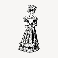 Classic lady clipart, vintage hand drawn vector. Free public domain CC0 image.