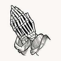 Praying skeleton hands clipart, vintage hand drawn vector. Free public domain CC0 image.