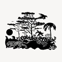 Jungle clipart, vintage hand drawn vector. Free public domain CC0 image.