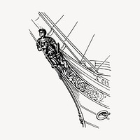 Ship figurehead clipart, vintage hand drawn vector. Free public domain CC0 image.