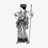 Classic Greek woman clipart, vintage hand drawn vector. Free public domain CC0 image.