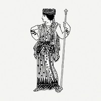 Classic Greek woman drawing, vintage illustration psd. Free public domain CC0 image.