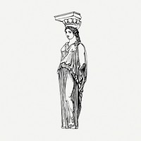 Artemis statue drawing, vintage illustration psd. Free public domain CC0 image.