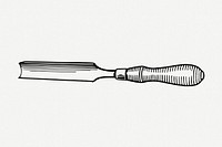 Gouge tool drawing, vintage illustration psd. Free public domain CC0 image.