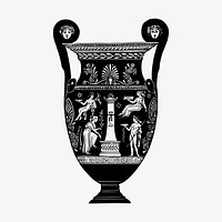 Greek vase clipart, vintage hand drawn vector. Free public domain CC0 image.