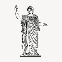 Athena statue clipart, vintage hand drawn vector. Free public domain CC0 image.