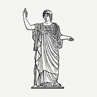 Athena statue drawing, vintage illustration psd. Free public domain CC0 image.