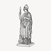 Minerva statue  clipart, vintage hand drawn vector. Free public domain CC0 image.