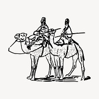 Camel ride clipart, vintage hand drawn vector. Free public domain CC0 image.