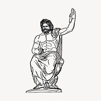 Jupiter statue clipart, vintage hand drawn vector. Free public domain CC0 image.