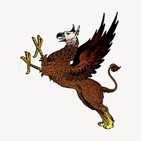 Griffin clipart, vintage hand drawn vector. Free public domain CC0 image.