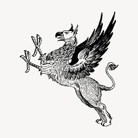 Griffin clipart, vintage hand drawn vector. Free public domain CC0 image.