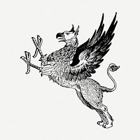 Griffin drawing, vintage illustration psd. Free public domain CC0 image.