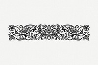 Floral divider drawing, vintage illustration psd. Free public domain CC0 image.