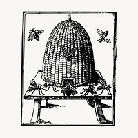 Beehive clipart, vintage hand drawn vector. Free public domain CC0 image.