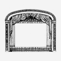 Theater stage frame vintage illustration. Free public domain CC0 image.