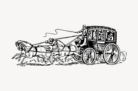 Horse carriage clipart, vintage hand drawn vector. Free public domain CC0 image.