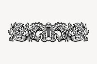 Ornamental border clipart, vintage hand drawn vector. Free public domain CC0 image.