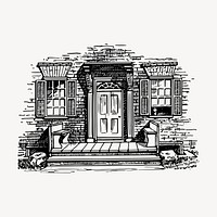 Cottage entrance clipart, vintage hand drawn vector. Free public domain CC0 image.