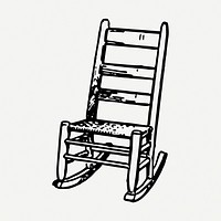 Rocking chair drawing, vintage illustration psd. Free public domain CC0 image.