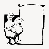 Chicken frame clipart, vintage hand drawn vector. Free public domain CC0 image.