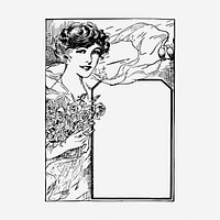 Vintage lady card illustration. Free public domain CC0 image.