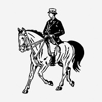 Horseback riding vintage illustration. Free public domain CC0 image.