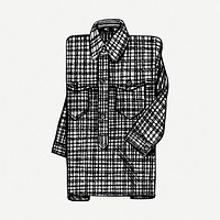 Plaid men's shirt drawing, vintage illustration psd. Free public domain CC0 image.