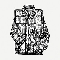 Plaid men's shirt drawing, vintage illustration psd. Free public domain CC0 image.