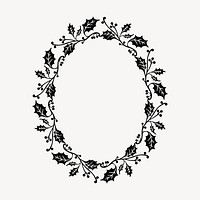 Christmas wreath frame clipart, vintage hand drawn vector. Free public domain CC0 image.