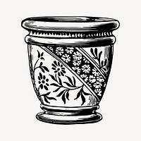 Floral pot clipart, vintage hand drawn vector. Free public domain CC0 image.