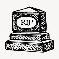 RIP tombstone clipart, vintage hand drawn vector. Free public domain CC0 image.