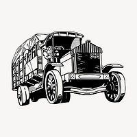 Old truck clipart, vintage hand drawn vector. Free public domain CC0 image.