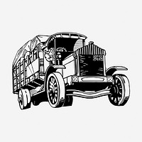 Old truck vintage illustration. Free public domain CC0 image.