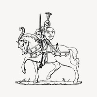 Knight clipart, drawing illustration vector. Free public domain CC0 image.