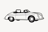 Retro car clipart, drawing illustration vector. Free public domain CC0 image.