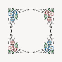 Flower frame clipart, drawing illustration vector. Free public domain CC0 image.