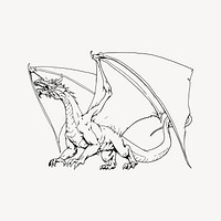 Dragon clipart, drawing illustration vector. Free public domain CC0 image.
