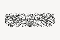 Botanical ornament clipart, drawing illustration vector. Free public domain CC0 image.