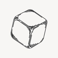 Blank dice clipart, drawing illustration vector. Free public domain CC0 image.