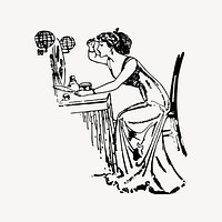 Woman applying makeup clipart, drawing illustration vector. Free public domain CC0 image.