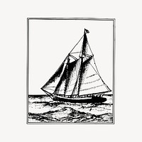 Sailing ship clipart, drawing illustration vector. Free public domain CC0 image.