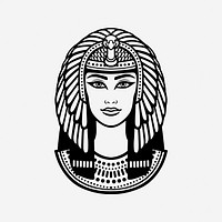 Head of Cleopatra, drawing illustration. Free public domain CC0 image.