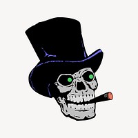 Skull cigar clipart, drawing illustration vector. Free public domain CC0 image.