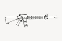 Firearm clipart, drawing illustration vector. Free public domain CC0 image.