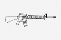 Firearm, drawing illustration. Free public domain CC0 image.