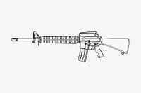 Assault rifle clipart, drawing illustration vector. Free public domain CC0 image.