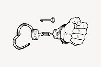 Handcuffs clipart, drawing illustration vector. Free public domain CC0 image.